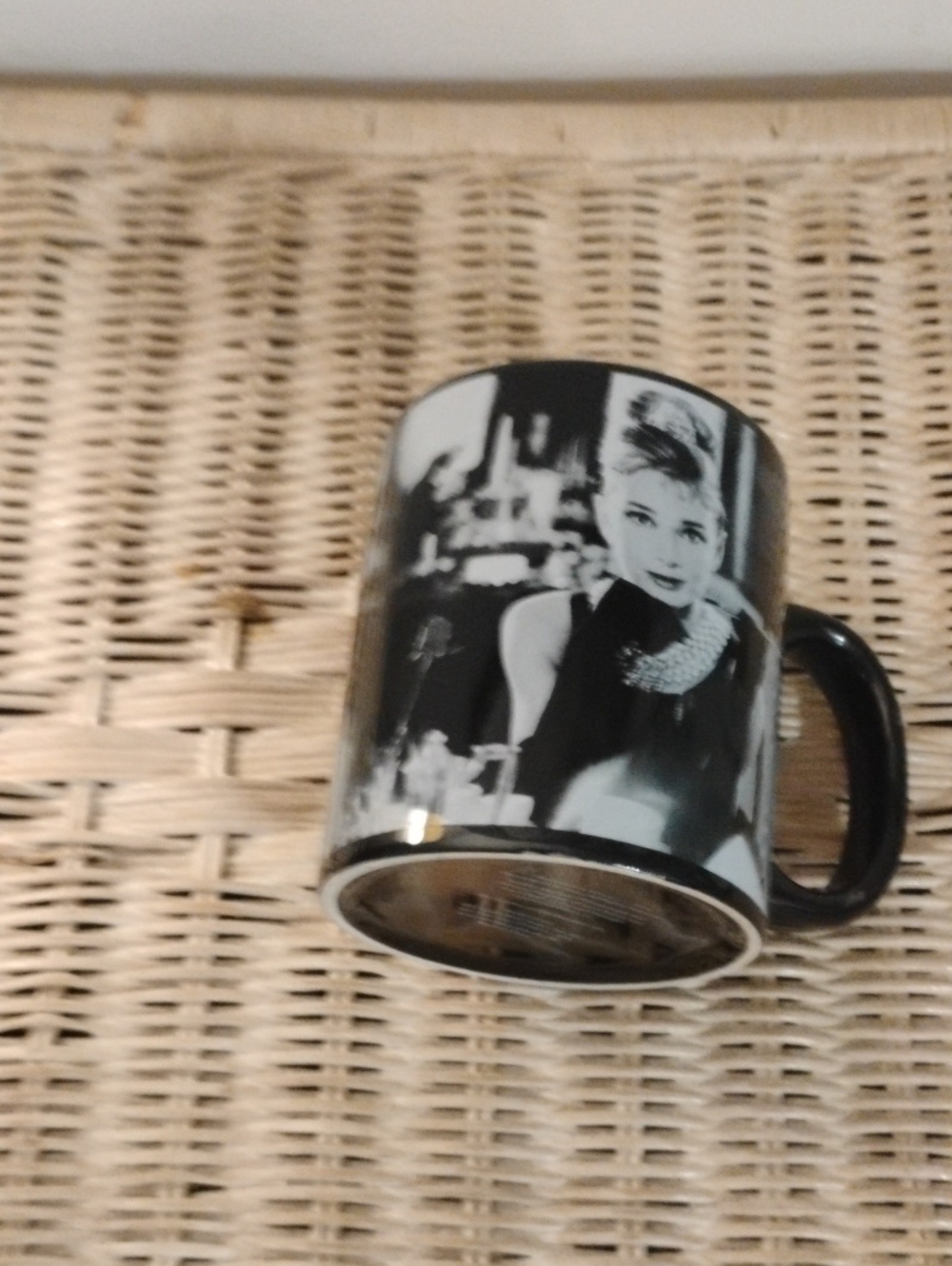 Black Audrey Hepburn Ceramic Mug - Classic Retro Drinkware
